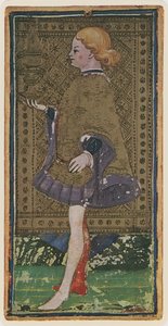 El Sota de Copas, facsímil de una carta del tarot del mazo 
